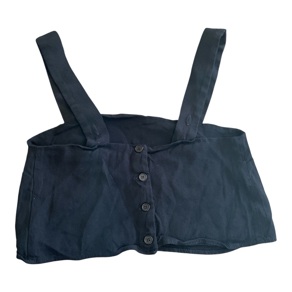 REFORMATION‎ Lorin  Crop Top Womens XS Extra Small Black Tank Wide Strap